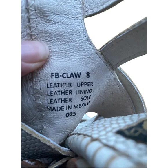 FreeBird Rare Claw White Python Snake Heel Sandals size 8 - Picture 8 of 8